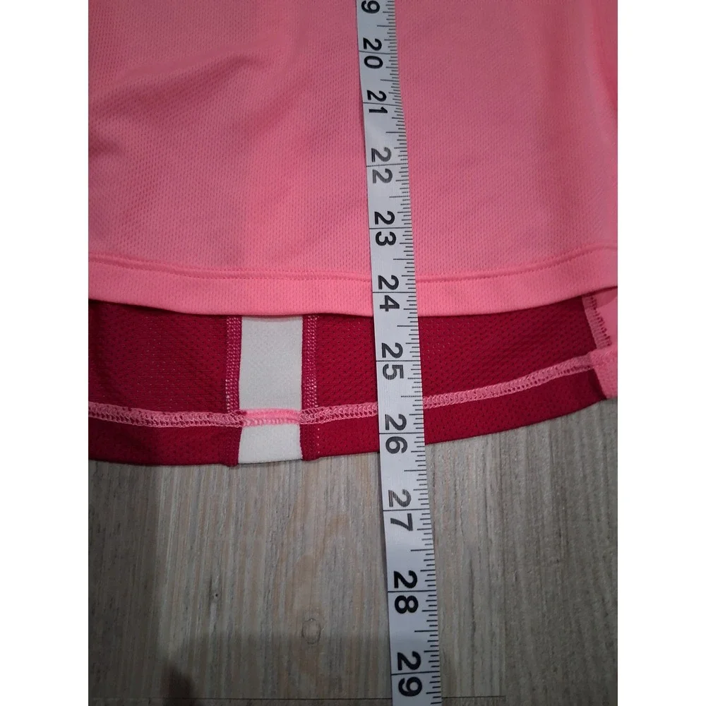 Nike Dri-FIT Running‎ Shirt Womens Large Pink Maroon Stripe Mesh Back Activewear